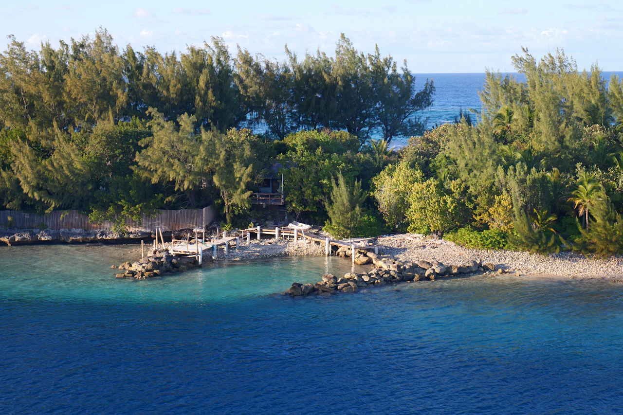 Aerial view of a cay in The Bahamas