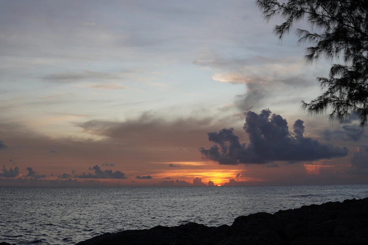 Sunset over the sea in Barbados