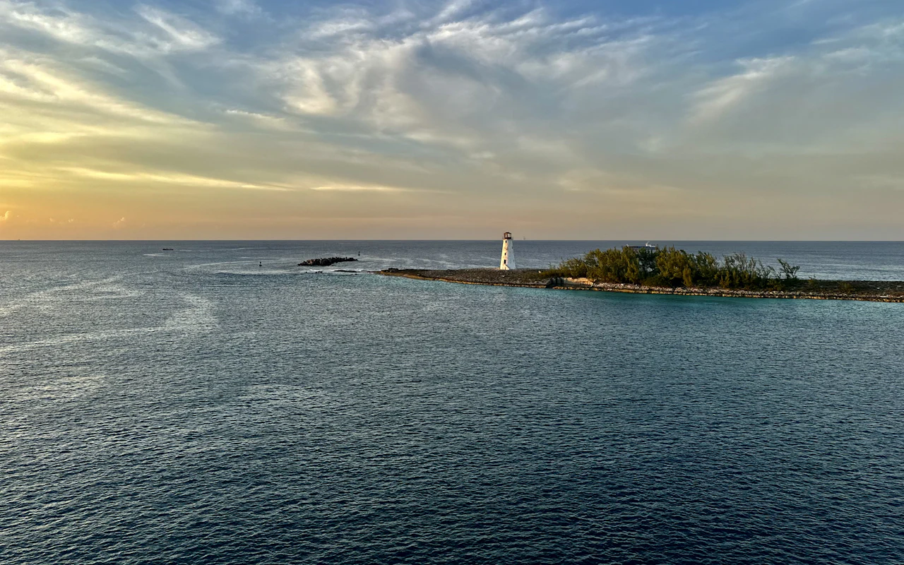 Paradise Island lighthouse at the entrance to Nassau Harbour, The Bahamas